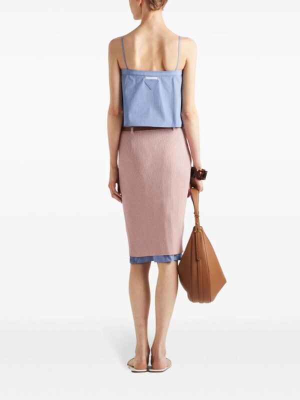 Prada  belted ribbed cotton midi skirt - Image 3