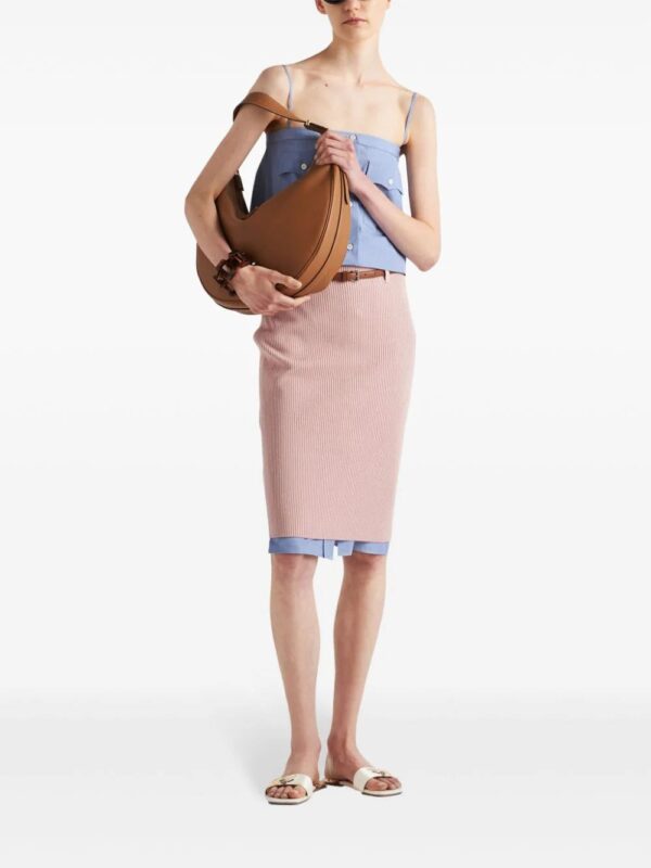 Prada  belted ribbed cotton midi skirt - Image 2