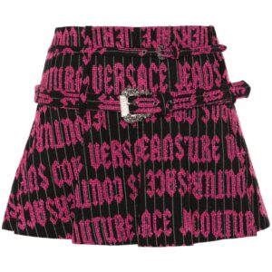 Versace Jeans Couture  embroidered-logo pleated mini skirt
