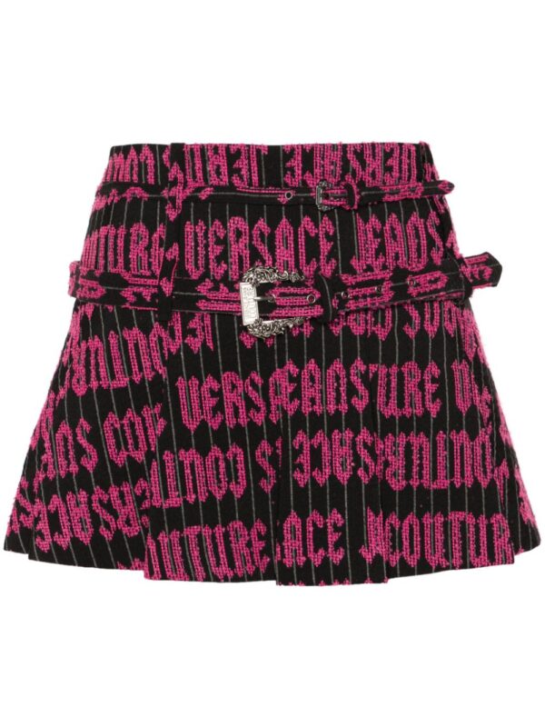 Versace Jeans Couture  embroidered-logo pleated mini skirt
