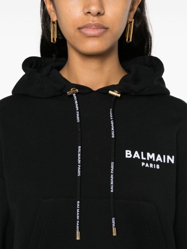 Balmain flocked-logo cotton hoodie - Image 5