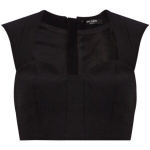 Balmain panelled wool crop-top