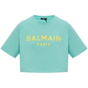 Balmain logo-print cropped T-shirt