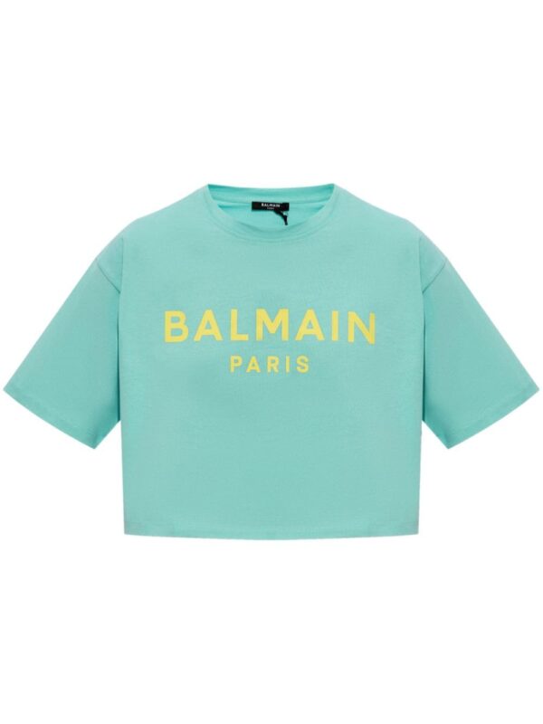 Balmain logo-print cropped T-shirt