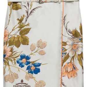 Prada  floral-print silk midi skirt