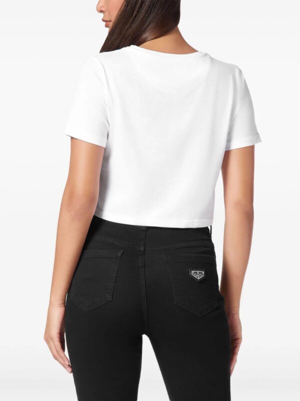 Philipp Plein  Crystal Hexagon cropped T-shirt - Image 4