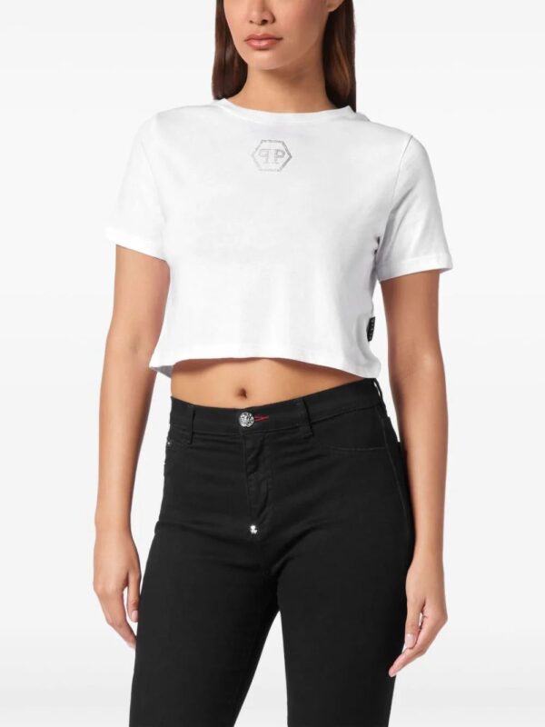 Philipp Plein  Crystal Hexagon cropped T-shirt - Image 3