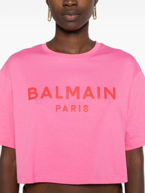 Balmain logo-print cropped T-shirt - Image 5