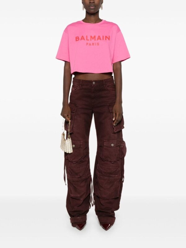 Balmain logo-print cropped T-shirt - Image 2