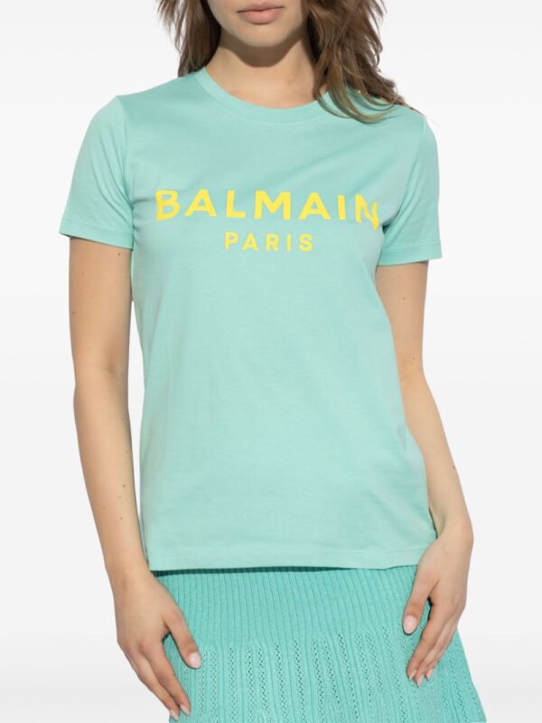 Balmain logo-print button-shoulder T-shirt - Image 3