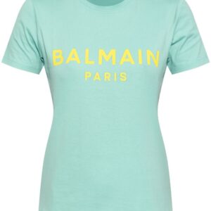 Balmain logo-print button-shoulder T-shirt