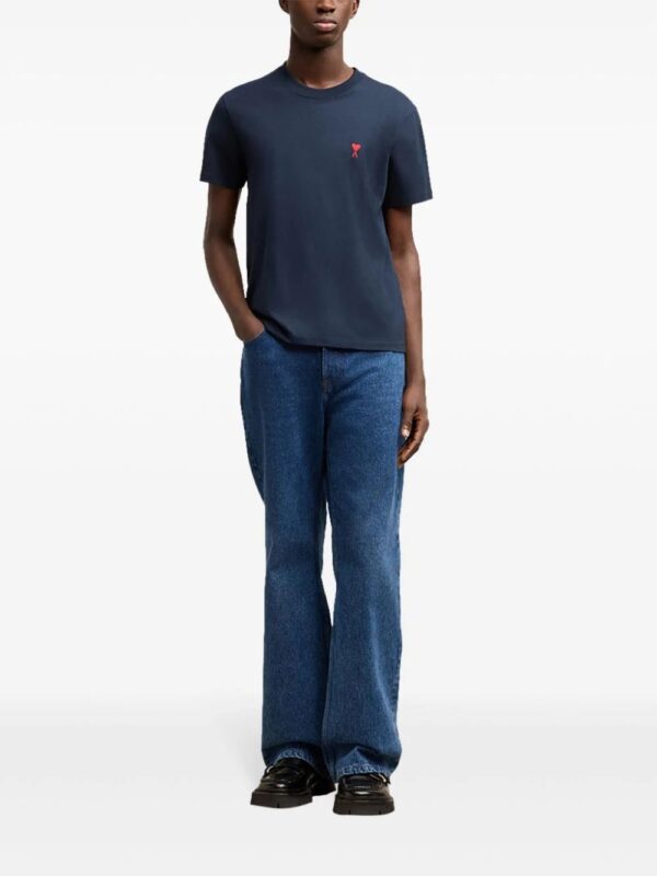 AMI Paris  embroidered logo ribbed neck t-shirt - Image 3