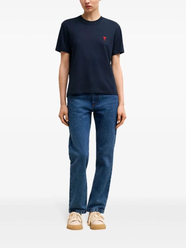 AMI Paris  embroidered logo ribbed neck t-shirt - Image 2