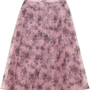 Prada  floral-print pleated skirt
