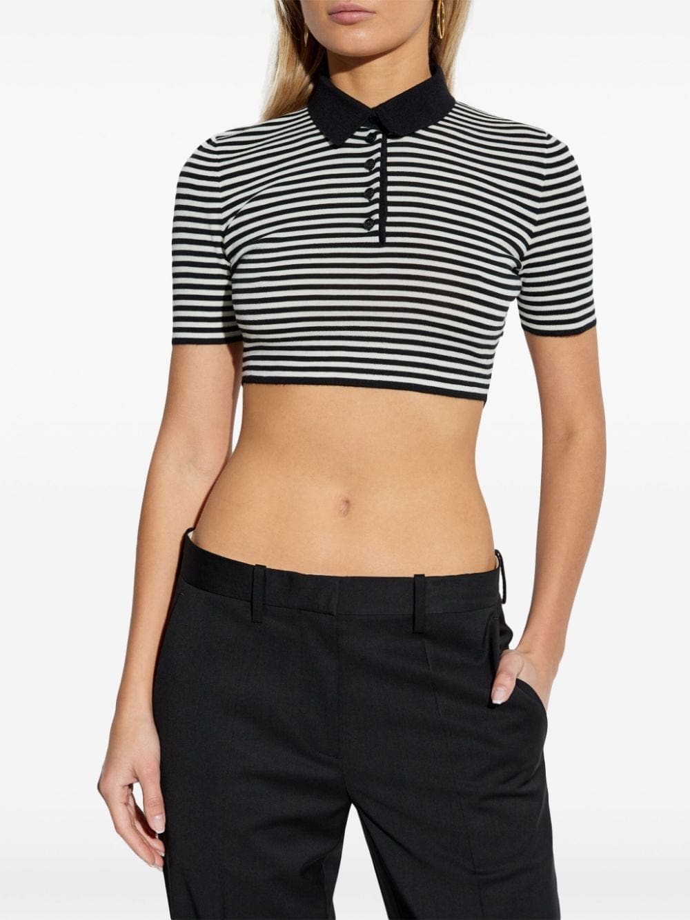 Dolce & Gabbana striped cropped polo shirt - Image 3