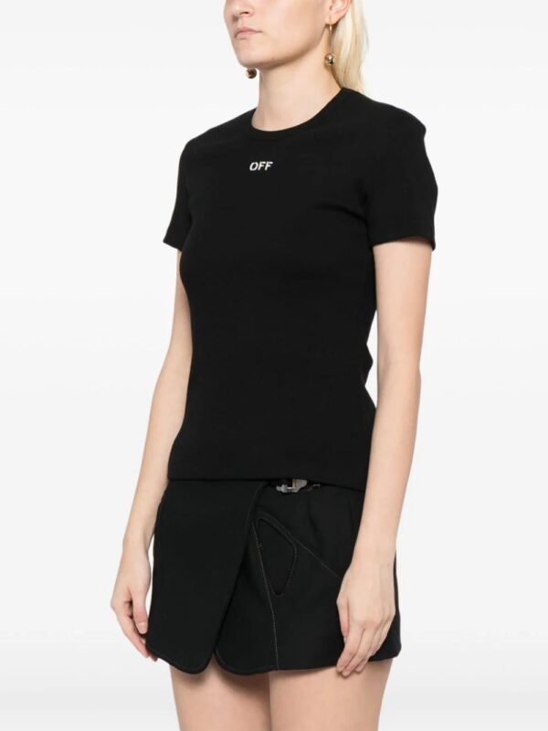 Off-White  Off-embroidered ribbed t-shirt - Image 3