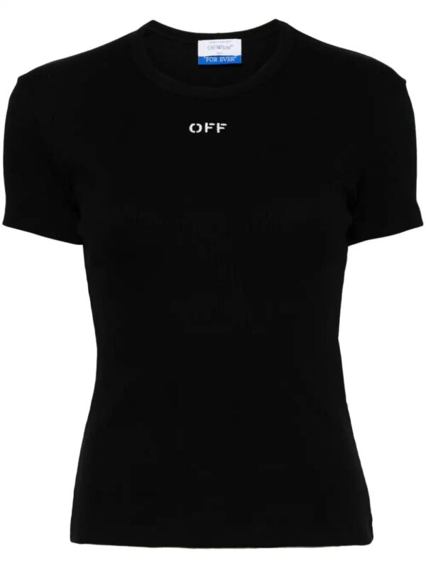 Off-White  Off-embroidered ribbed t-shirt