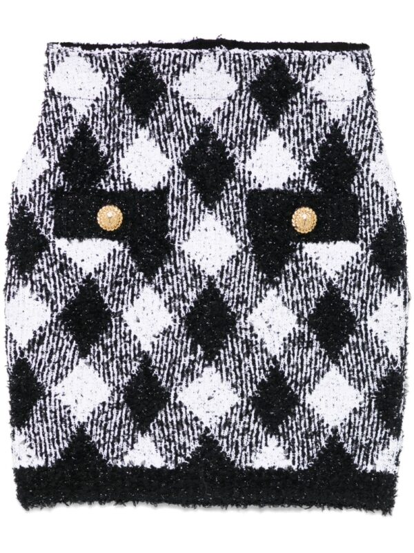 Balmain  gingham tweed mini skirt