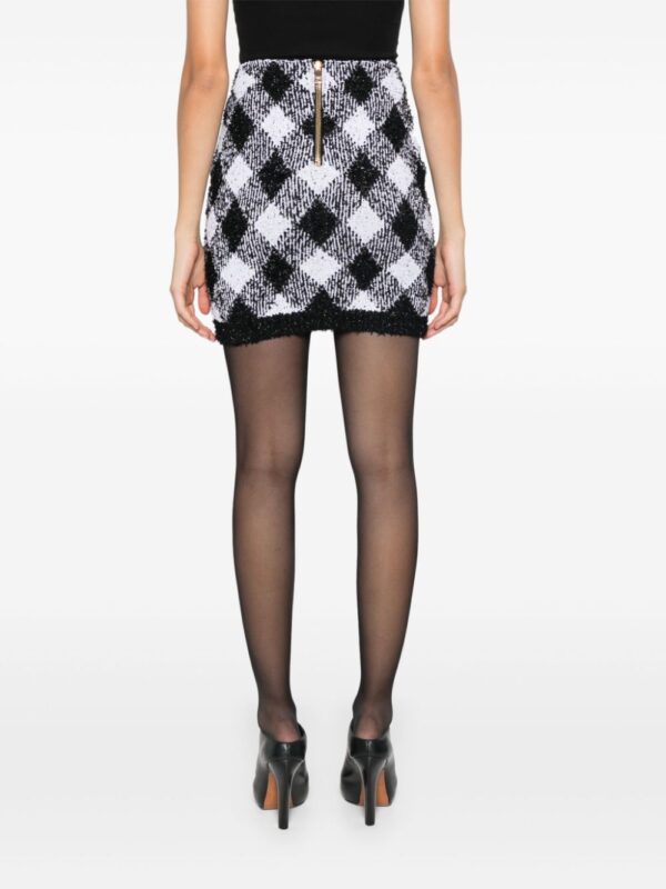 Balmain  gingham tweed mini skirt - Image 4
