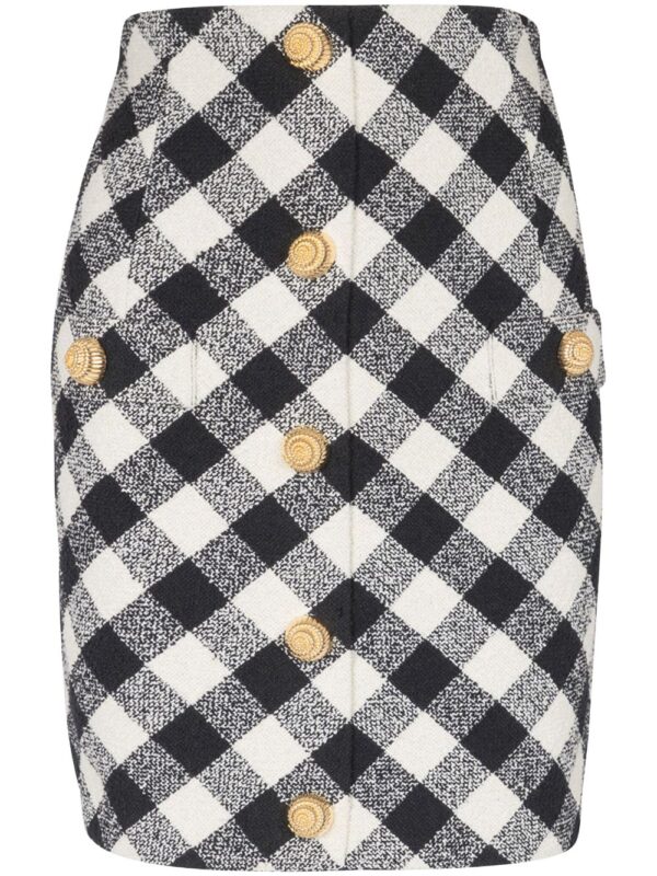 Balmain  check-pattern mini skirt