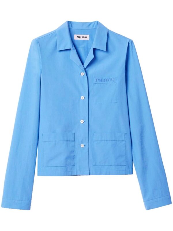 Miu Miu  logo-embroidered cotton-poplin shirt