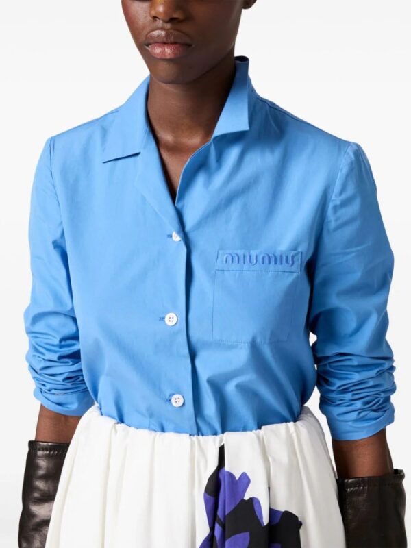 Miu Miu  logo-embroidered cotton-poplin shirt - Image 3