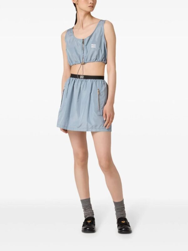 Miu Miu  logo-print pleated mini skirt - Image 2