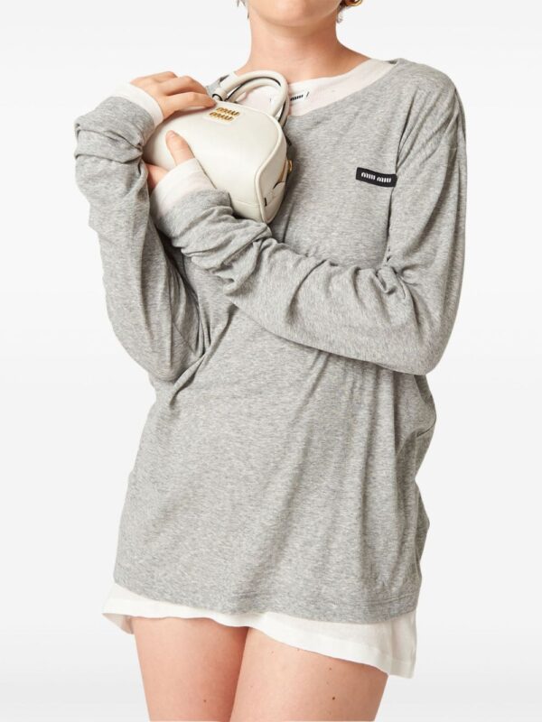 Miu Miu  logo-patch T-shirt - Image 3