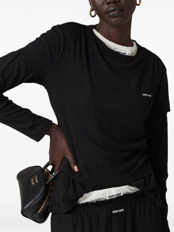 Miu Miu  logo-embroidered T-shirt - Image 3