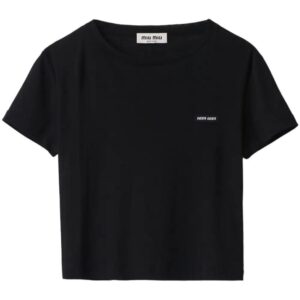 Miu Miu  logo-embroidered T-shirt