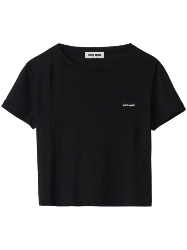 Miu Miu  logo-embroidered T-shirt