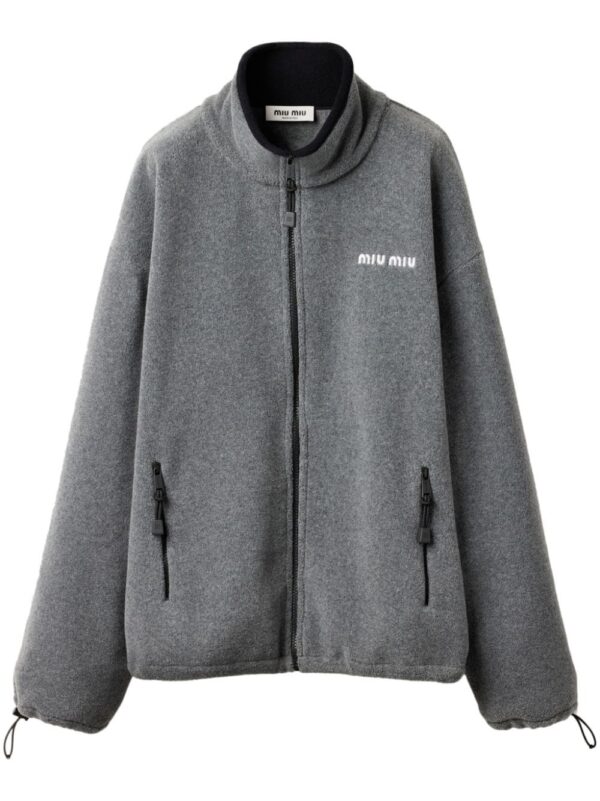 Miu Miu  logo-embroidered fleece sweatshirt