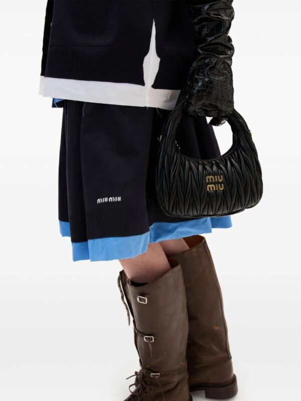 Miu Miu  jacquard logo poplin knit skirt - Image 4