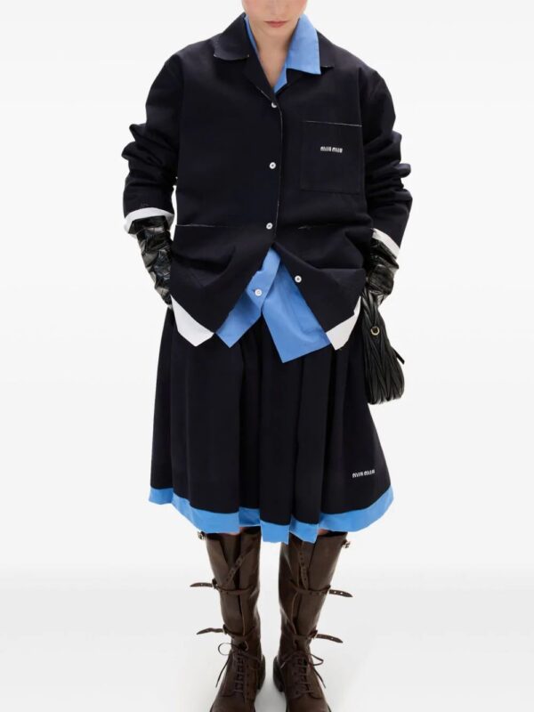 Miu Miu  jacquard logo poplin knit skirt - Image 3