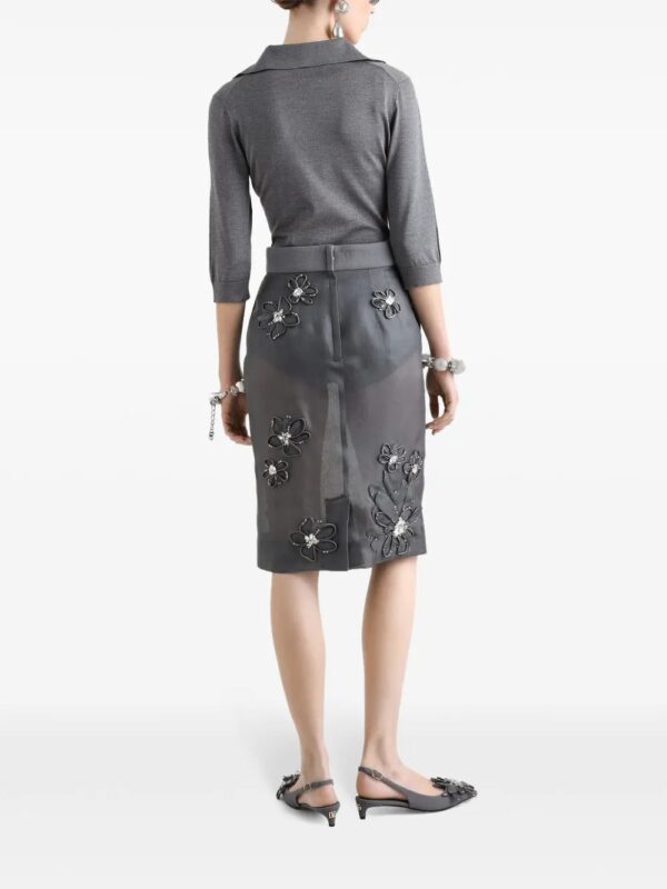 Dolce & Gabbana  floral-appliqué midi skirt - Image 3
