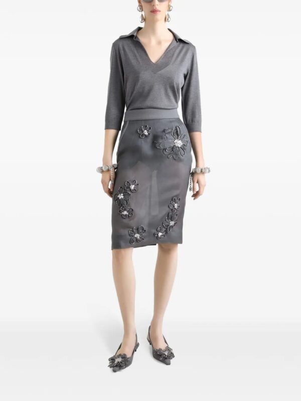 Dolce & Gabbana  floral-appliqué midi skirt - Image 2