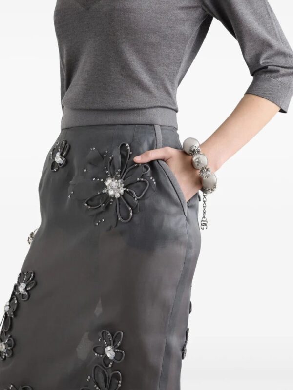Dolce & Gabbana  floral-appliqué midi skirt - Image 4