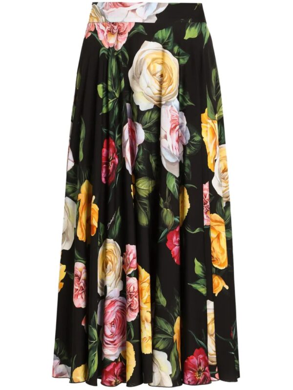 Dolce & Gabbana  floral-print charmeuse midi skirt