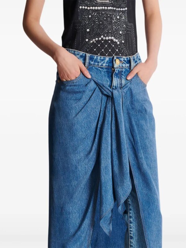 Balmain  draped denim skirt - Image 3