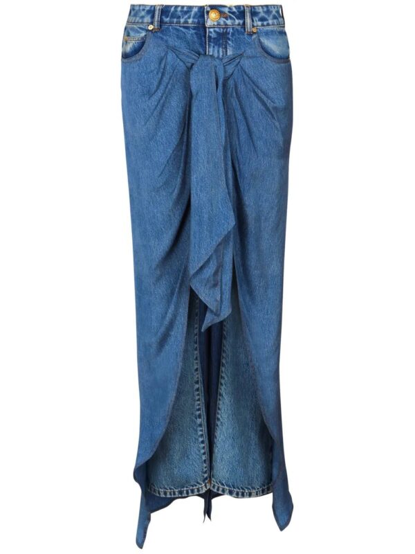 Balmain  draped denim skirt