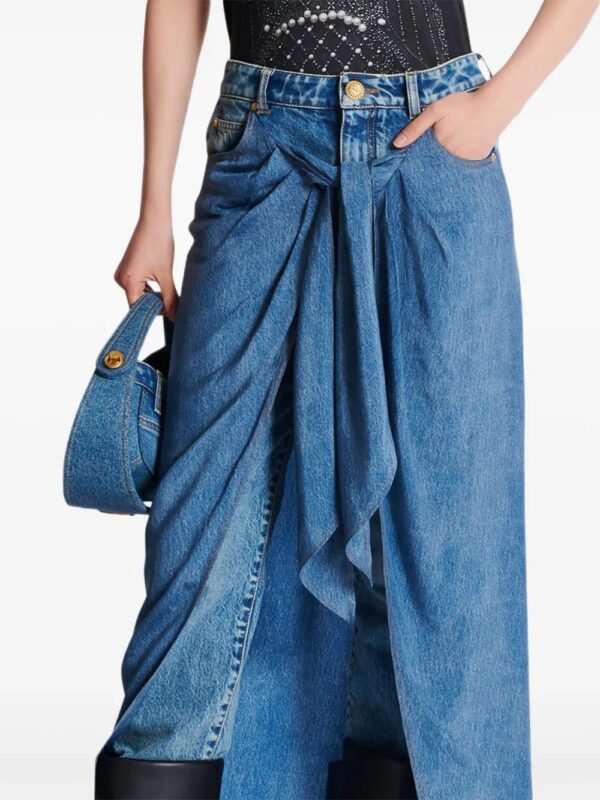 Balmain  draped denim skirt - Image 2