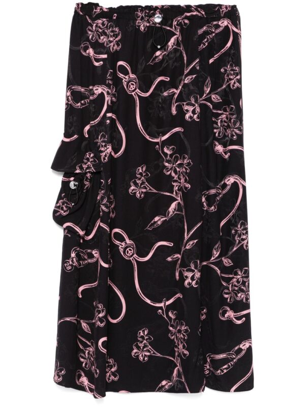 MOSCHINO JEANS  floral-print midi skirt