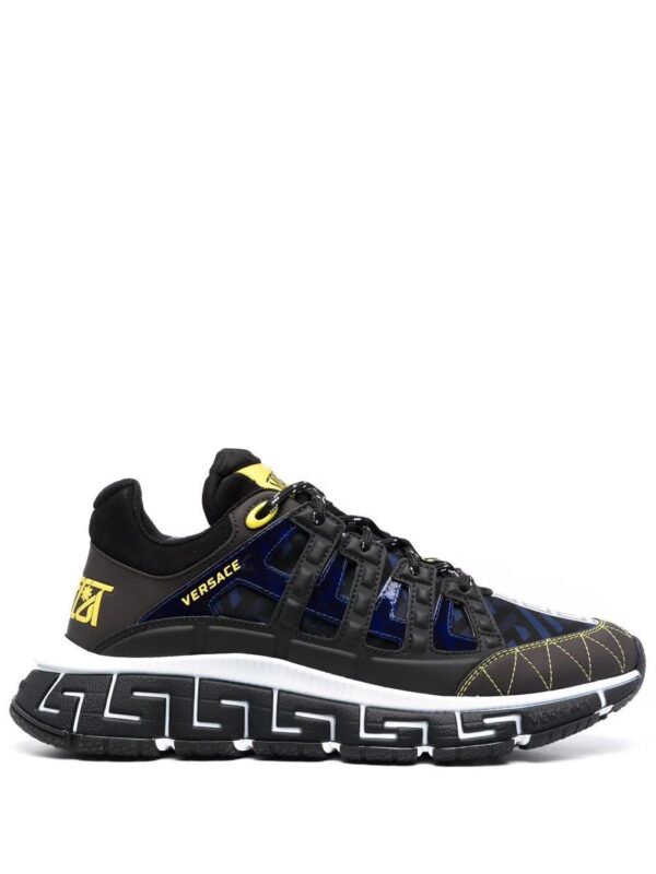 Versace  Trigreca panelled cut-out sneakers