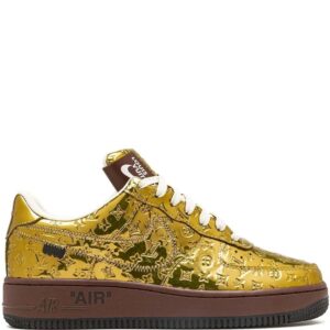 Nike x Louis Vuitton Air Force 1 Low "Virgil Abloh - Metallic Gold" sneakers.