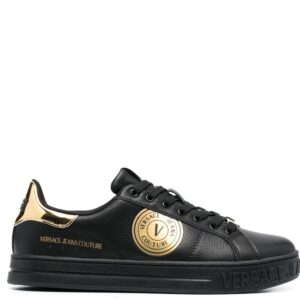Versace Jeans Couture logo-patch leather low-top sneakers