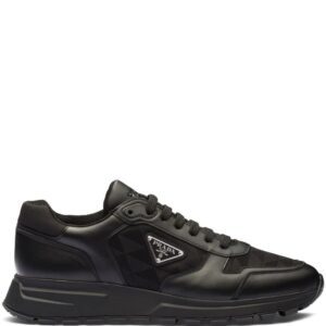 Prada logo-jacquard leather sneakers