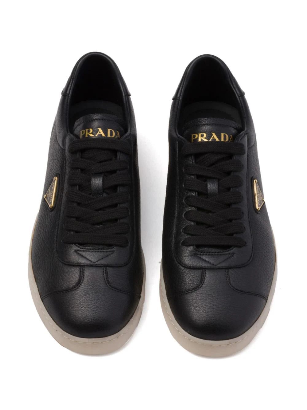 Prada triangle-logo leather sneakers - Image 3