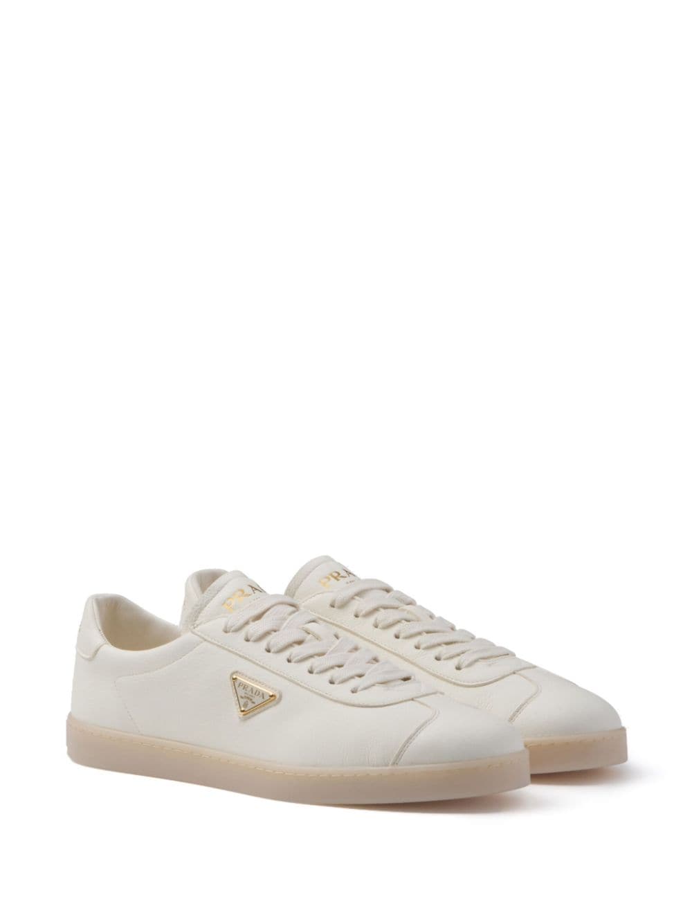 Prada triangle-logo leather sneakers - Image 2